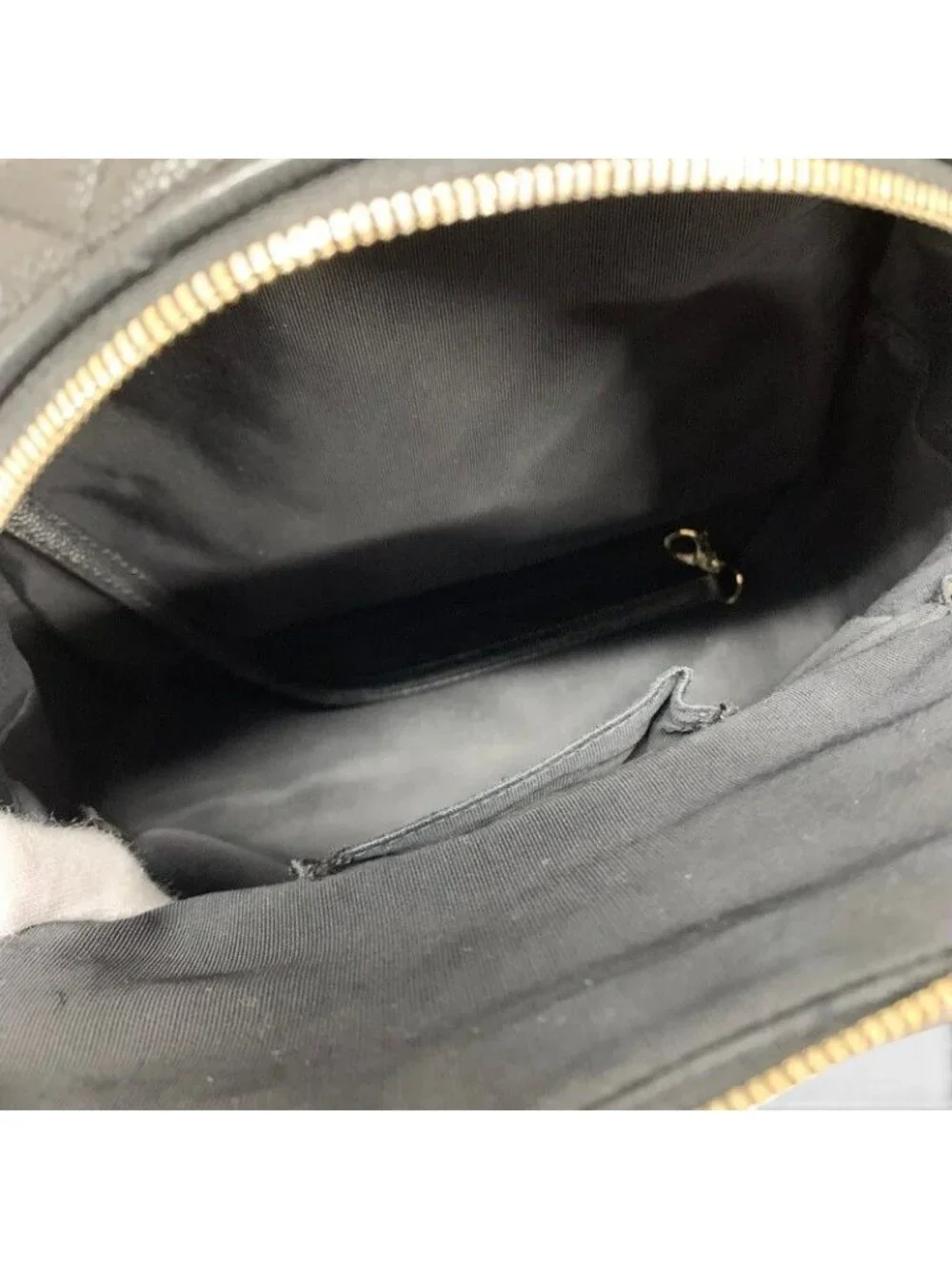 Chanel Backpack Caviar Leather Black Gold Quilted CC Logo Turnlock Chain